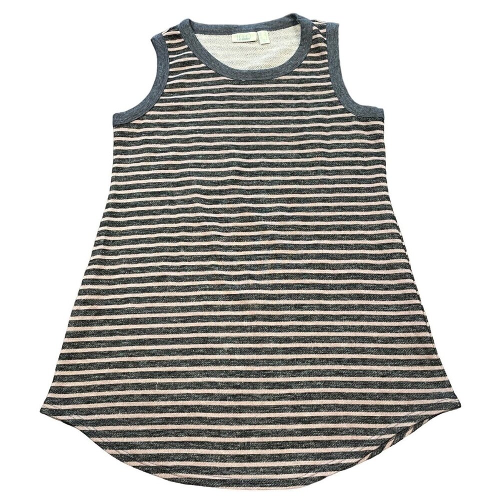 LOGO Lounge Terry Tank Top XS Gray Pink Striped Casual Relaxed Lori Goldstein